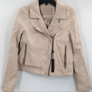 BlankNYC Suede Full-Zip Moto Coat Jacket Long Sleeve Blondie Size Large